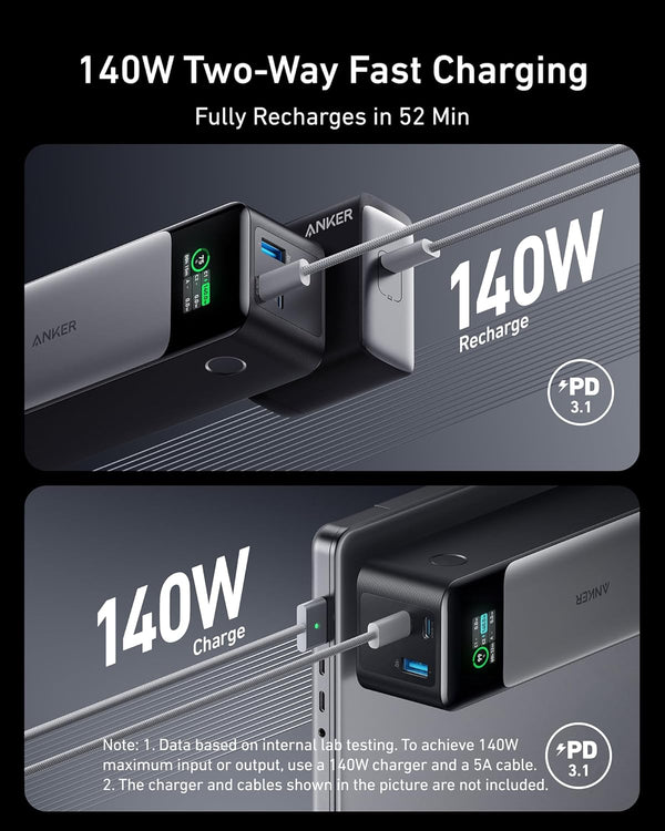 Anker 737 Power Bank 24,000mAh 140W 3-Port Laptop Portable Charger