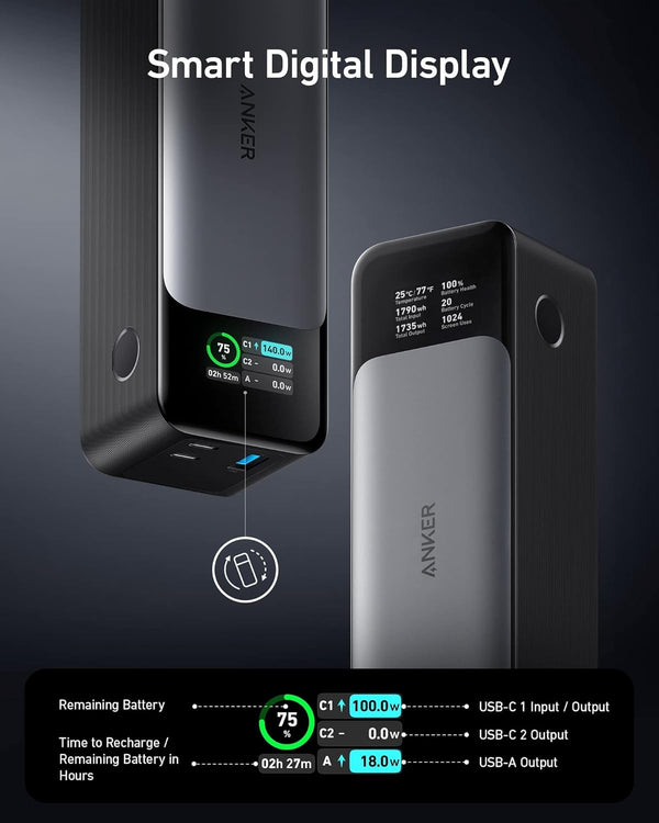 Anker 737 Power Bank 24,000mAh 140W 3-Port Laptop Portable Charger