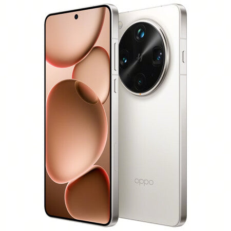 Oppo smartphone showing front and back design on a white background