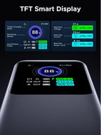 Ugreen 25000mah TFT Smart Display with digital readings on a dark background