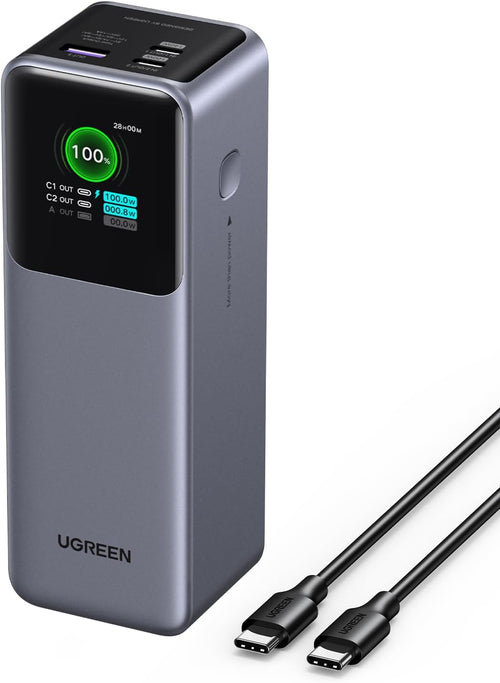 UGREEN power bank with USB-C cable on a white background