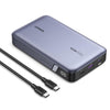 UGREEN power bank with digital display and USB cable on a white background